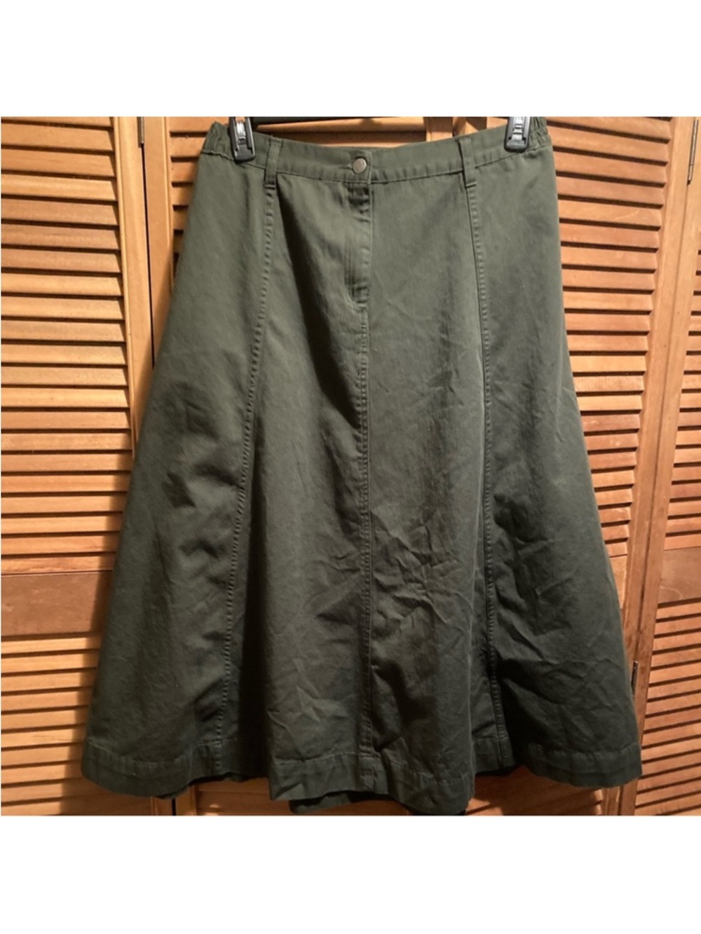 Roaman’s Olive Green A-Linen Maxi Skirt